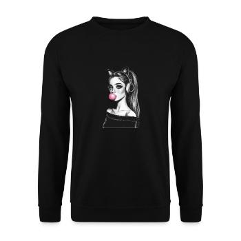 Stylish girls with cat ears and headphones - Unisex Sweatshirt - black - Front - Alina (178cm) & Michal (187cm)