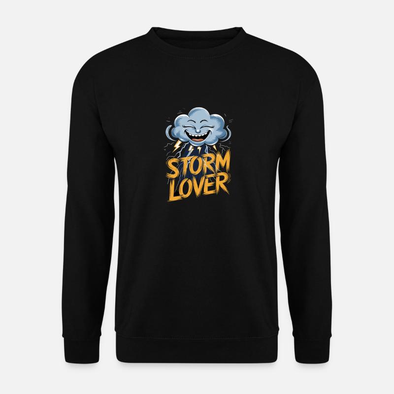 Sturm Liebhaber Wolken Blitz Gesicht - Unisex Pullover - Schwarz