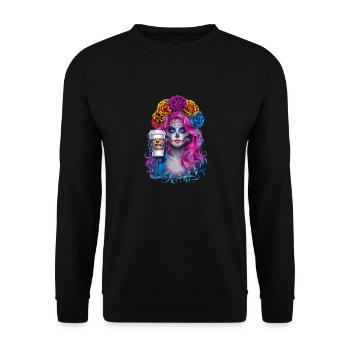 Dia de los Muertos Café avec Belle Femme de - Sweat-shirt Unisexe - noir - Devant - Alina (178cm) & Michal (187cm)
