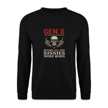 Gen X Crâne Majeur Rebelle - Sweat-shirt Unisexe - noir - Devant - Alina (178cm) & Michal (187cm)
