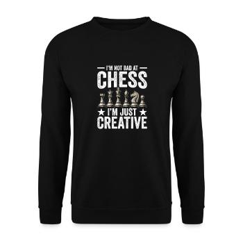 Strategy Game Chess - Bad In Chess Creative - Unisex Sweatshirt - black - Front - Alina (178cm) & Michal (187cm)