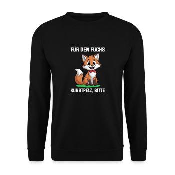 Tierschutz FÜR DEN FUCHS KUNSTPELZ BITTE Lustig - Unisex Pullover - Schwarz - Vorne - Alina (178cm) & Michal (187cm)