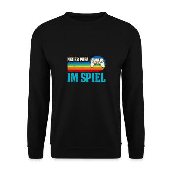 Zocker Papa NEUER PAPA IM SPIEL Retro Lustig - Unisex Pullover - Schwarz - Vorne - Alina (178cm) & Michal (187cm)