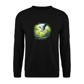 Storks Stork - Unisex Sweatshirt - black - Front - Alina (178cm) & Michal (187cm)