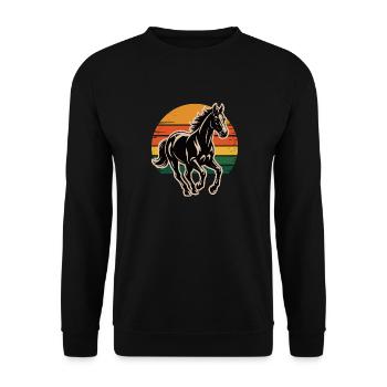 Pferd Vintage Reiterin Dressur Pony - Unisex Pullover - Schwarz - Vorne - Alina (178cm) & Michal (187cm)