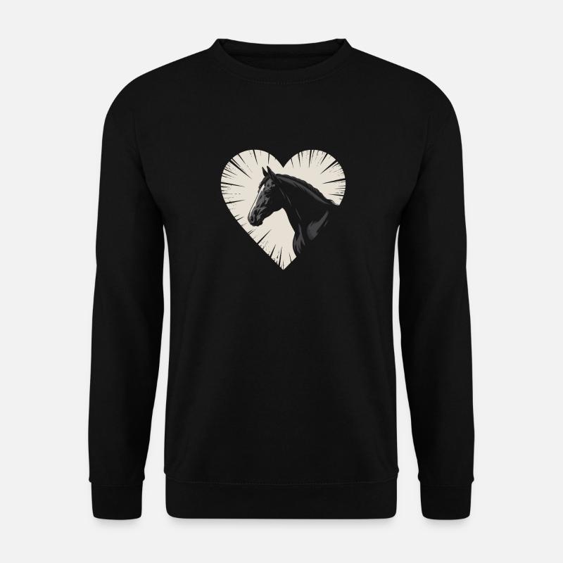 Pferd Herz Reiten - Unisex Pullover - Schwarz
