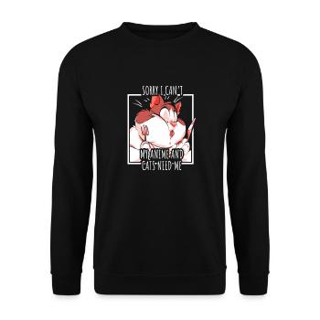 Anime Manga Otaku Kawaii Katzen Katze Kätzchen - Unisex Pullover - Schwarz - Vorne - Alina (178cm) & Michal (187cm)