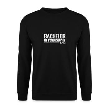 Bachelor of Philosophy (B.Phil.) - Unisex Pullover - Schwarz - Vorne - Alina (178cm) & Michal (187cm)