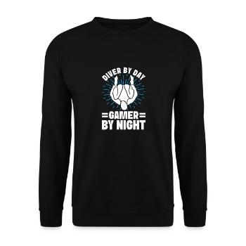 Kunstspringen Turmspringer Sprungbrett - Unisex Pullover - Schwarz - Vorne - Alina (178cm) & Michal (187cm)