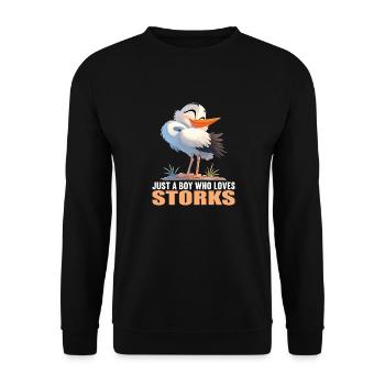 Storks Stork - Unisex Sweatshirt - black - Front - Alina (178cm) & Michal (187cm)