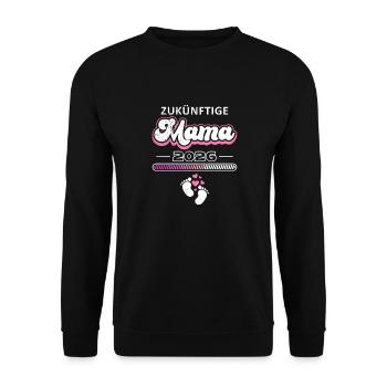 Bald Mama ZUKÜNFTIGE MAMA 2026 Werdende Mütter - Unisex Pullover - Schwarz - Vorne - Alina (178cm) & Michal (187cm)