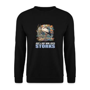 Storks Stork - Unisex Sweatshirt - black - Front - Alina (178cm) & Michal (187cm)