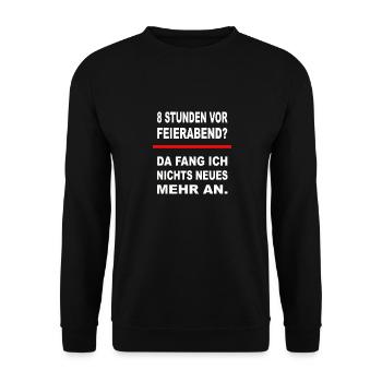 8 heures avant la fermeture – Chemise d’humour de bureau - Sweat-shirt Unisexe - noir - Devant - Alina (178cm) & Michal (187cm)