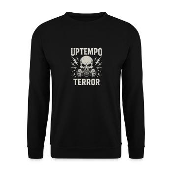 Uptempo Terror Shirt – Hardcore Techno - Unisex Sweatshirt - black - Front - Alina (178cm) & Michal (187cm)