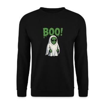 Alien Ghost Boo Funny Halloween Costume - Unisex Sweatshirt - black - Front - Alina (178cm) & Michal (187cm)