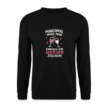 Le vin mousseux siffle en disant drôle - Sweat-shirt Unisexe - noir - Devant - Alina (178cm) & Michal (187cm)