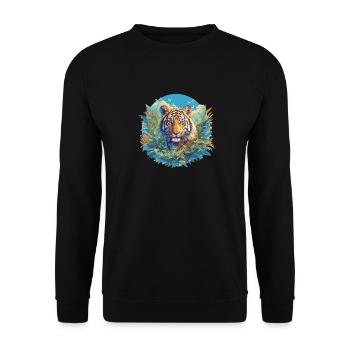 Sumatra-Tiger - Unisex Pullover - Schwarz - Vorne - Alina (178cm) & Michal (187cm)