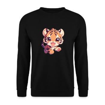 Sumatra-Tiger - Unisex Pullover - Schwarz - Vorne - Alina (178cm) & Michal (187cm)