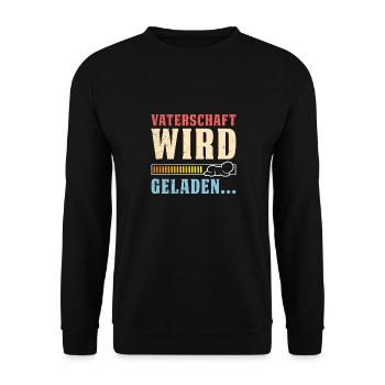 VATERSCHAFT WIRD GELADEN Lustiges - Unisex Pullover - Schwarz - Vorne - Alina (178cm) & Michal (187cm)