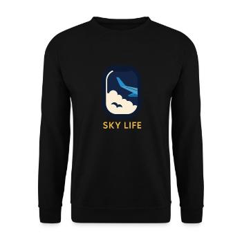 Hôtesse de l’air Personnel navigant commercial Life Aviation - Sweat-shirt Unisexe - noir - Devant - Alina (178cm) & Michal (187cm)