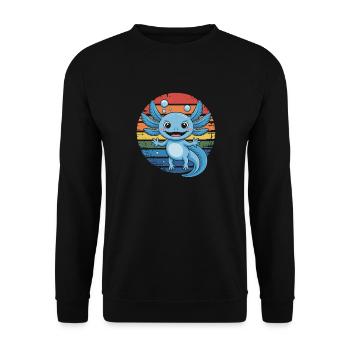 Axolotl Amphibie - Unisex Pullover - Schwarz - Vorne - Alina (178cm) & Michal (187cm)