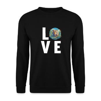 Sumatra-Tiger - Unisex Pullover - Schwarz - Vorne - Alina (178cm) & Michal (187cm)