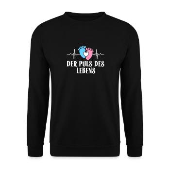 Werdende Mutter DER PULS DES LEBENS Lustig - Unisex Pullover - Schwarz - Vorne - Alina (178cm) & Michal (187cm)