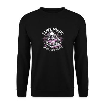 I Like Music More Than People Skeleton - Unisex Sweatshirt - black - Front - Alina (178cm) & Michal (187cm)