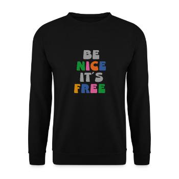be nice it ́s free - Unisex Sweatshirt - black - Front - Alina (178cm) & Michal (187cm)