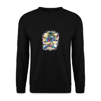 Libelle Sommer Urlaub - Unisex Pullover - Schwarz - Vorne - Alina (178cm) & Michal (187cm)