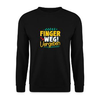 Malle FINGER WEG VERGEBEN Lustiges - Unisex Pullover - Schwarz - Vorne - Alina (178cm) & Michal (187cm)