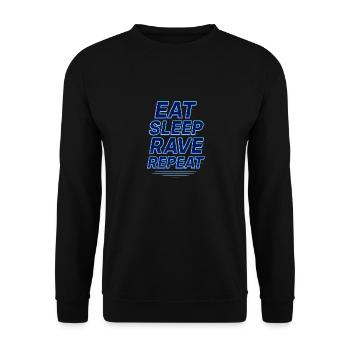 Eat Sleep Rave Repeat Shirt – Lustiges Techno EDM - Unisex Pullover - Schwarz - Vorne - Alina (178cm) & Michal (187cm)