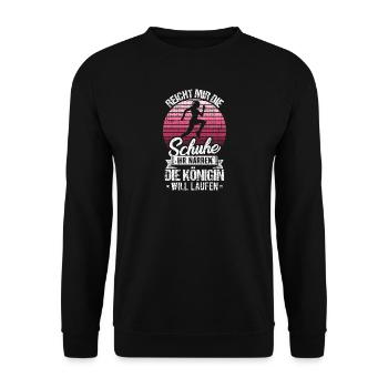 Läufer Reicht mir die Schuhe Ihr Narren die - Unisex Pullover - Schwarz - Vorne - Alina (178cm) & Michal (187cm)