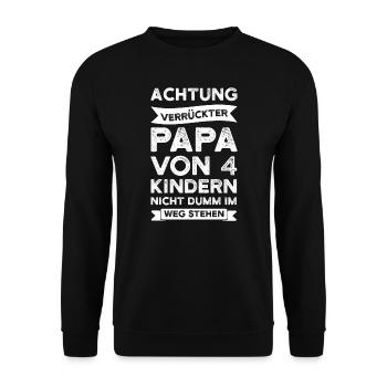 Papa 4 Kinder Vater Geschenk - Unisex Pullover - Schwarz - Vorne - Alina (178cm) & Michal (187cm)