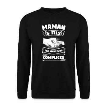 Mama & Sohn Familie Mama Geschenk - Unisex Pullover - Schwarz - Vorne - Alina (178cm) & Michal (187cm)