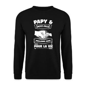 Opa & Enkelin Familie Großvater Geschenk - Unisex Pullover - Schwarz - Vorne - Alina (178cm) & Michal (187cm)