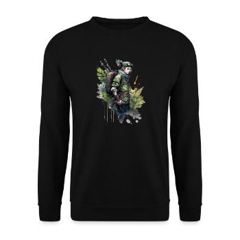 Post Apocalyptic Clad Adventurer - Unisex Sweatshirt - black - Front - Alina (178cm) & Michal (187cm)