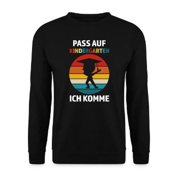 Kindergarten Anfang Kindergartenkind Geschenk - Unisex Pullover - Schwarz - Vorne - Alina (178cm) & Michal (187cm)