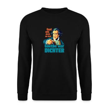 Goethe war Dichter - Unisex Pullover - Schwarz - Vorne - Alina (178cm) & Michal (187cm)