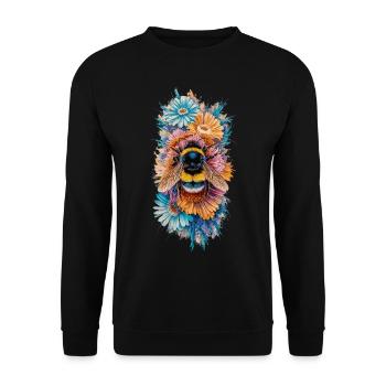 Bienen Blumen Bestäuben - Unisex Pullover - Schwarz - Vorne - Alina (178cm) & Michal (187cm)