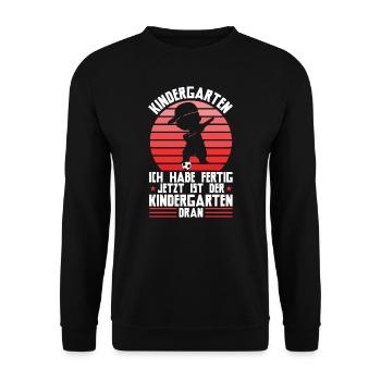 Abschied Kindergarten Krabellgruppe beendet Gesche - Unisex Pullover - Schwarz - Vorne - Alina (178cm) & Michal (187cm)