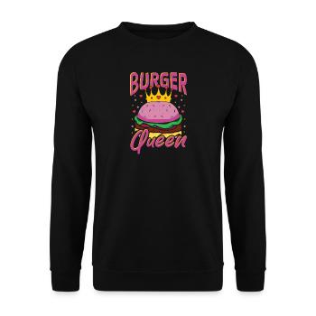 Sandwich grillé Patty Melt BBQ Burger Queen - Sweat-shirt Unisexe - noir - Devant - Alina (178cm) & Michal (187cm)