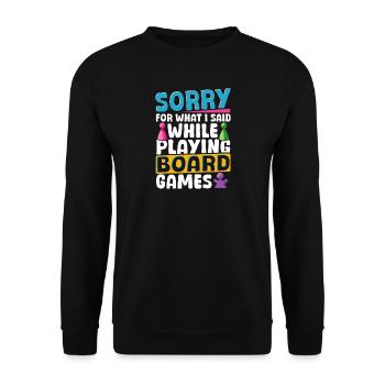 Playing Board Games Board Game - Unisex Sweatshirt - black - Front - Alina (178cm) & Michal (187cm)