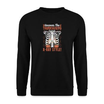 Dinde Thanksgiving Squelette Thanksgiving Xray - Sweat-shirt Unisexe - noir - Devant - Alina (178cm) & Michal (187cm)