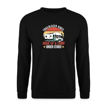 Nur Hier Für Das Camping Des Hook -Ups - Unisex Pullover - Schwarz - Vorne - Alina (178cm) & Michal (187cm)