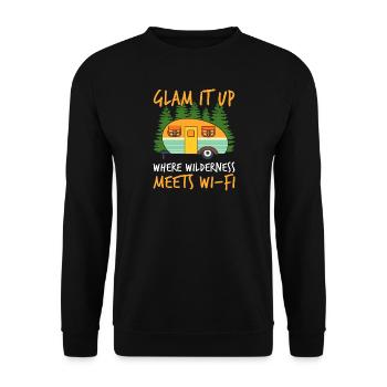 Camp Mit Uns Lustiger Camping Van RV Camper - Unisex Pullover - Schwarz - Vorne - Alina (178cm) & Michal (187cm)