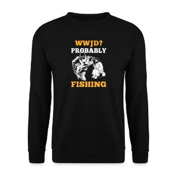 Angeln Fisch Angelfisch Wie Jesus Fischen - Unisex Pullover - Schwarz - Vorne - Alina (178cm) & Michal (187cm)