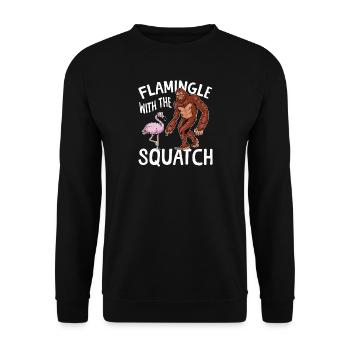 Squatch Bigfoot Sasquatch Flamingo - Unisex Sweatshirt - black - Front - Alina (178cm) & Michal (187cm)