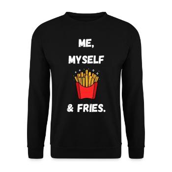 Me, Myself & Fries - Unisex Sweatshirt - black - Front - Alina (178cm) & Michal (187cm)