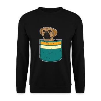 Chien Cadeau Mignon Chest Pochette Puggle - Sweat-shirt Unisexe - noir - Devant - Alina (178cm) & Michal (187cm)